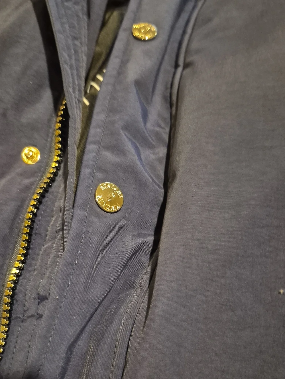 NEW--Zara Navy Puffer Coat with Faux Fur-Trim Hood